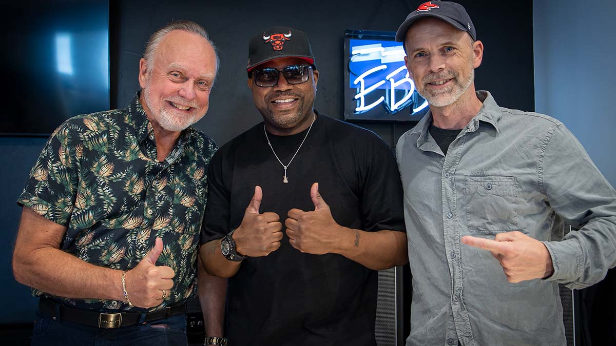 Tony Chicago Russell flanked by EBS CEO Bo Engberg and Artist Relations Manager Ralf Bjurbo